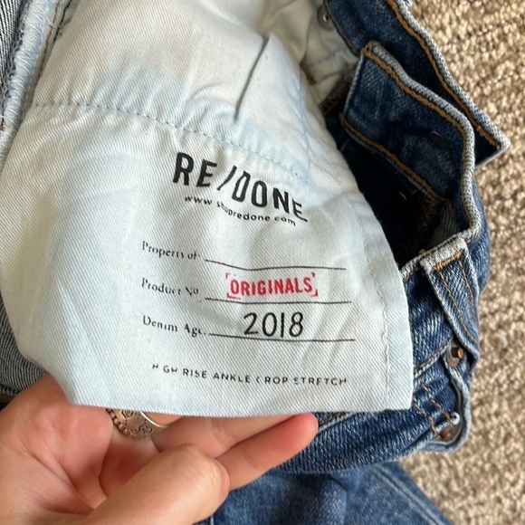 Re/Done Comfort Stretch High Rise Ankle Crop Jeans in Mid 70s Size 24 - Picture 12 of 13